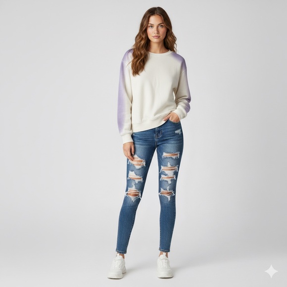 WILD FABLE Ombré Dip Tie Dye Crewneck Pullover Sweatshirt Size Small NWT - Picture 1 of 7